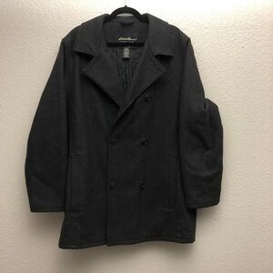 Eddie Bauer Women’s Charcoal Wool Blend Pea‎ Coat Medium